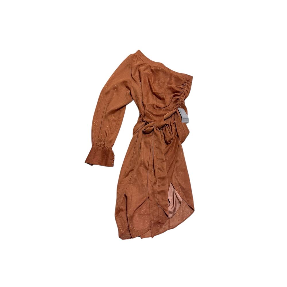 Jewel Badgley Mischka One Sleeve Dress Orange Copper Size 8